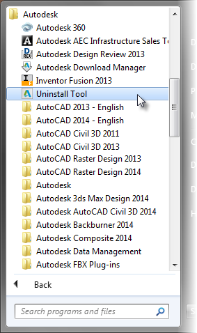 Starting the Autodesk Uninstall Tool