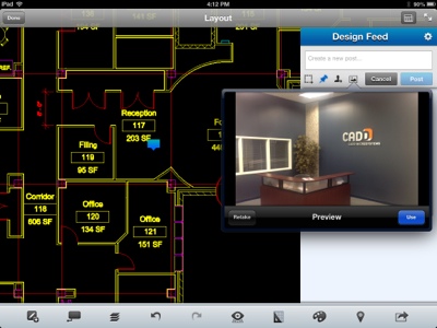 AutoCAD WS capturing a photo using Design Feed